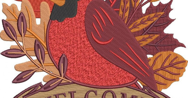 Welcome Cardinal Sign Embroidery Design