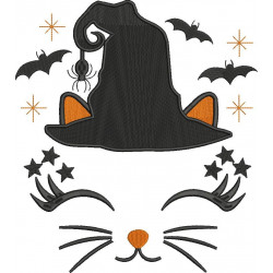 Halloween Cat Witch Face