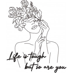 Life Is Tough Floral Woman Line Art 