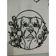 Boxer Dog in Floral Frame