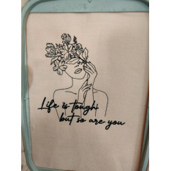 Life Is Tough Floral Woman Line Art 