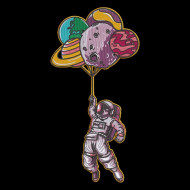 Astronaut Holding Planet Balloons
