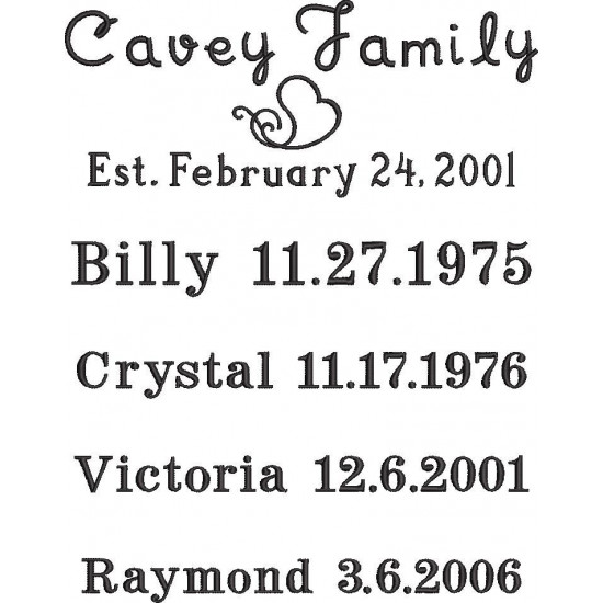 Family Names With DOB - Custom Digitizing