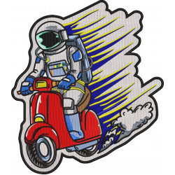 Funny Astronaut On A Scooter