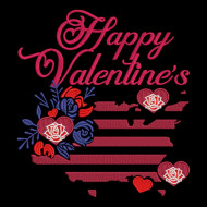 Valentine Day On Patriotic Flower Flag