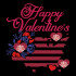 Valentine Day On Patriotic Flower Flag
