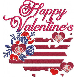 Valentine Day On Patriotic Flower Flag