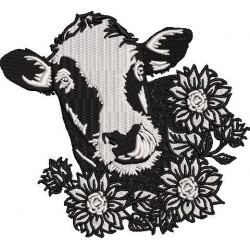 Cow With Sunflower