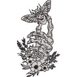 Skeleton Hand Holding Bee
