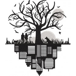 Tree with City reflection