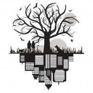 Tree with City reflection