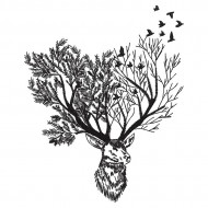 Deer Trees Silhouette