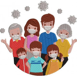 Family Wearing Face Mask