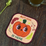 Autumn Pumpkin ITH Applique Coaster