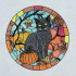 Black Cat Fall Stained Glass