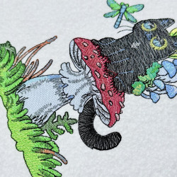 Black Cat On Mushroom