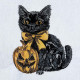 Black Cat With Pumpkin And Bow