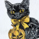 Black Cat With Pumpkin And Bow