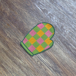 Blue Plaid Mitten Mug Rug