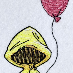 Boy In Raincoat With Red Balloon