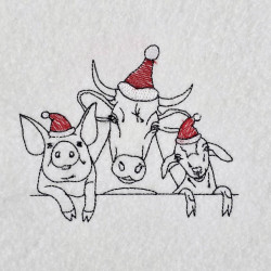 Christmas Farm Animals Lineart 