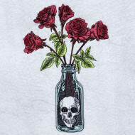 Deadly Roses In Skull Bottle