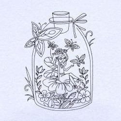 Fairy In Jar Line Art
