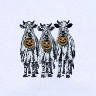 Funny Cow Ghosts With Pumpkins