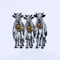Funny Cow Ghosts With Pumpkins