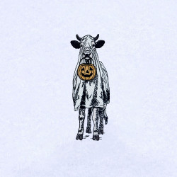 Funny Cow With Pumpkin
