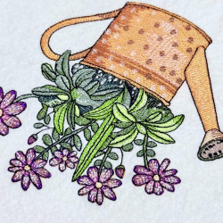 Watering Can With Daisies