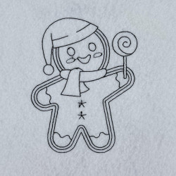 Gingerbread Man With Lollipop Line Art