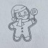 Gingerbread Man With Lollipop Line Art