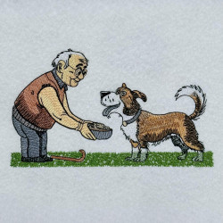 Grandpa Feeding Dog