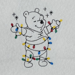 Honey Bear With Christmas Lights Line Art