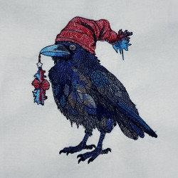Raven In Christmas Hat
