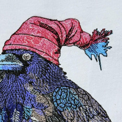 Raven In Christmas Hat