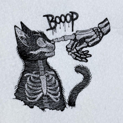 Skeleton Booping Black Cat