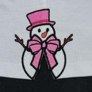 Snowman With Top Hat Split Bow Applqiue
