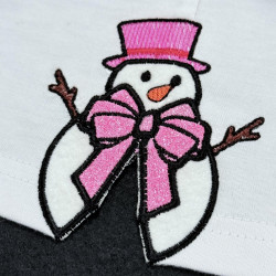 Snowman With Top Hat Split Bow Applqiue Snowman With Top Hat Split Bow Applqiue