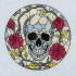 Stained Glass Skull With Red Roses
