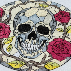 Stained Glass Skull With Red Roses