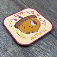 Winking Acorn ITH Applique Coaster
