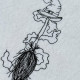 Witch Broom With Hat Line Art