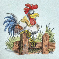 A Rooster Perched On A Wooden Fence