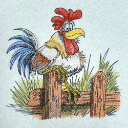 A Rooster Perched On A Wooden Fence