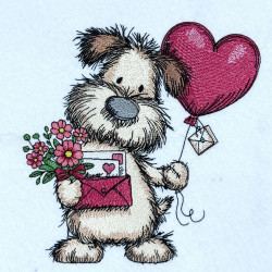Adorable Puppy With Heart Balloon