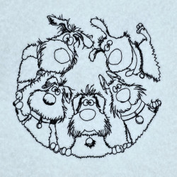 Amazed Dog Huddle Line Art