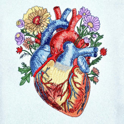 An Anatomical Heart With Floral Elements
