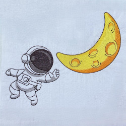 Astronaut And Crescent Moon